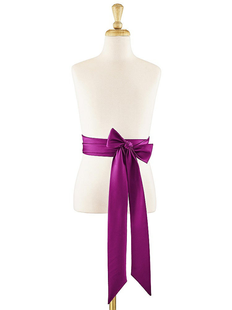 Front View - Persian Plum Matte Satin Flower Girl Sash