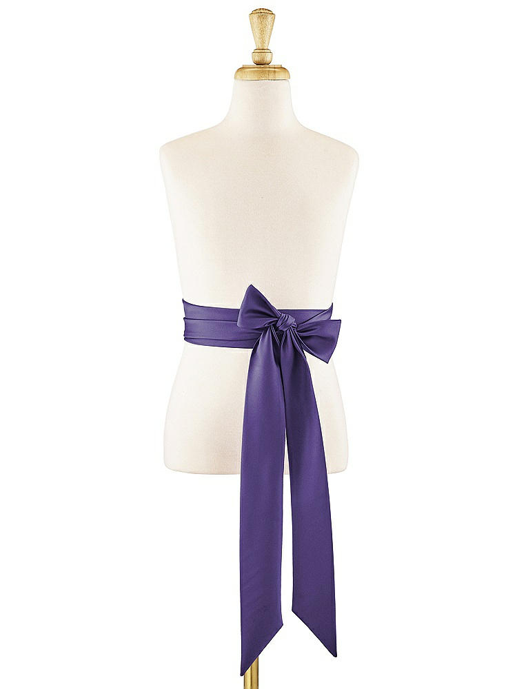 Front View - Regalia - PANTONE Ultra Violet Matte Satin Flower Girl Sash