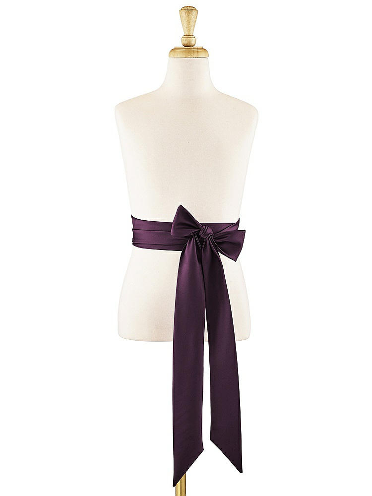 Front View - Aubergine Matte Satin Flower Girl Sash