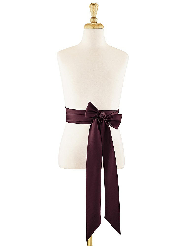 Front View - Bordeaux Matte Satin Flower Girl Sash