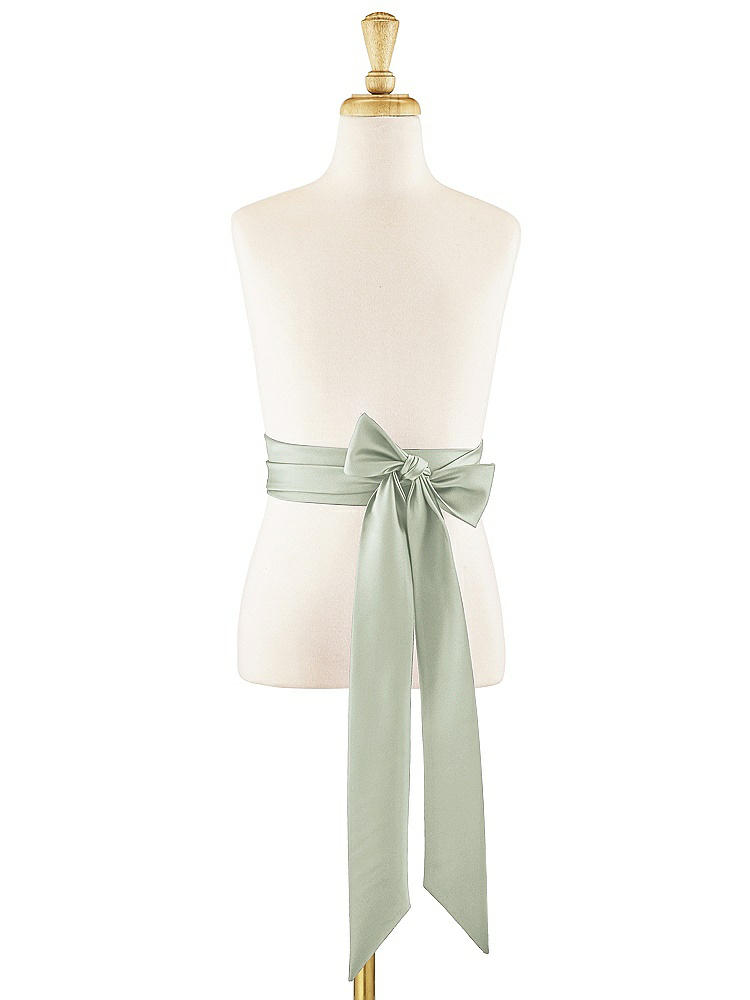 Front View - Celadon Matte Satin Flower Girl Sash