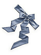 Rear View Thumbnail - Larkspur Blue Matte Satin Flower Girl Sash