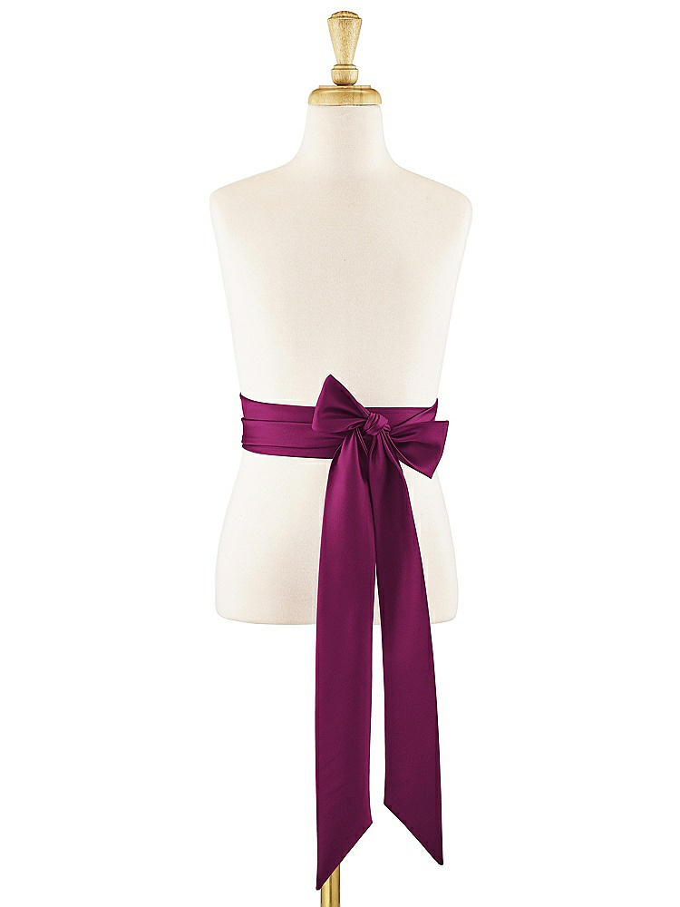 Front View - Merlot Matte Satin Flower Girl Sash