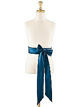 Front View Thumbnail - Ocean Blue Matte Satin Flower Girl Sash