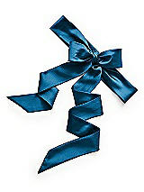 Rear View Thumbnail - Ocean Blue Matte Satin Flower Girl Sash