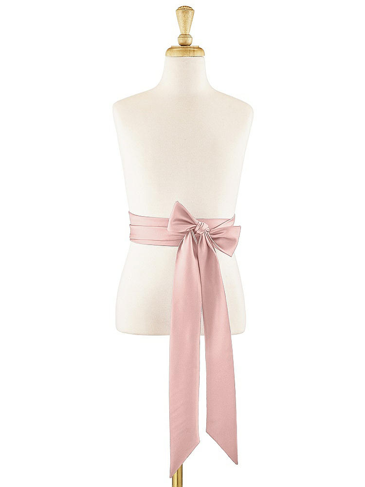 Front View - Rose - PANTONE Rose Quartz Matte Satin Flower Girl Sash