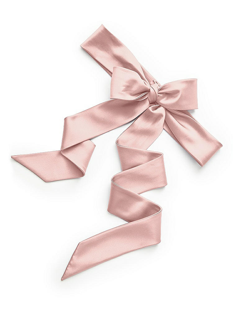 Back View - Rose - PANTONE Rose Quartz Matte Satin Flower Girl Sash