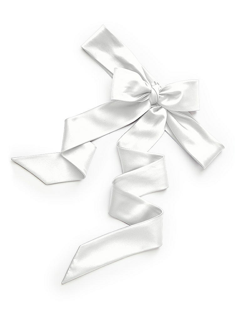 Back View - White Matte Satin Flower Girl Sash