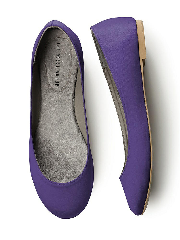 Front View - Regalia - PANTONE Ultra Violet Simple Satin Ballet Wedding Flats