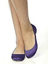 Rear View Thumbnail - Regalia - PANTONE Ultra Violet Simple Satin Ballet Wedding Flats