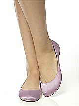 Rear View Thumbnail - Suede Rose Simple Satin Ballet Wedding Flats