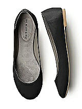 Front View Thumbnail - Black Simple Satin Ballet Wedding Flats