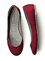 Front View Thumbnail - Burgundy Simple Satin Ballet Wedding Flats