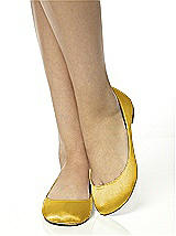 Rear View Thumbnail - Marigold Simple Satin Ballet Wedding Flats