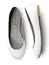 Front View Thumbnail - White Simple Satin Ballet Wedding Flats