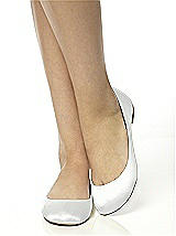 Rear View Thumbnail - White Simple Satin Ballet Wedding Flats