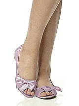 Rear View Thumbnail - Suede Rose Satin Peep Toe Bridal Ballet Wedding Flats