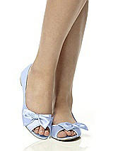 Rear View Thumbnail - Arctic Satin Peep Toe Bridal Ballet Wedding Flats