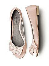 Front View Thumbnail - Cameo Satin Peep Toe Bridal Ballet Wedding Flats