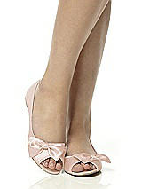 Rear View Thumbnail - Cameo Satin Peep Toe Bridal Ballet Wedding Flats