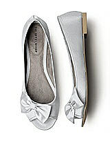 Front View Thumbnail - Frost Satin Peep Toe Bridal Ballet Wedding Flats