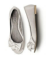 Front View Thumbnail - Oyster Satin Peep Toe Bridal Ballet Wedding Flats