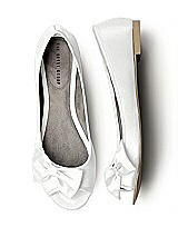 Front View Thumbnail - White Satin Peep Toe Bridal Ballet Wedding Flats