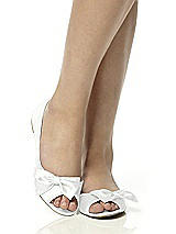 Rear View Thumbnail - White Satin Peep Toe Bridal Ballet Wedding Flats