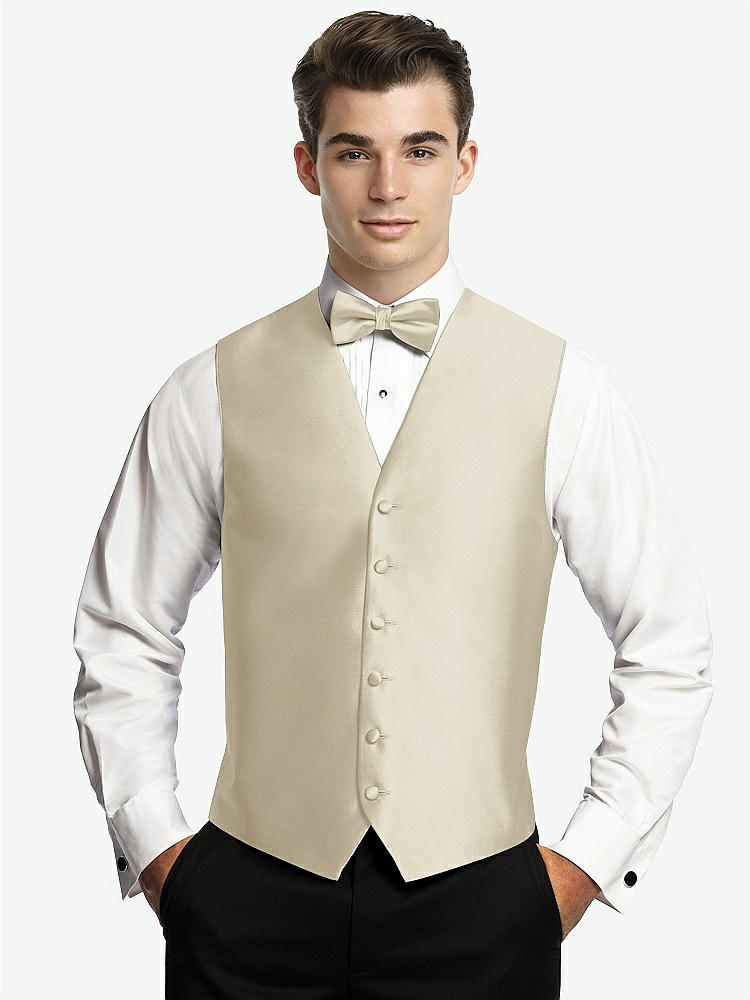 Front View - Champagne Yarn-Dyed 6 Button Tuxedo Vest by After Six