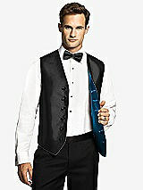 Front View Thumbnail - Black & Ocean Blue Reversible Tuxedo Vests by After Six