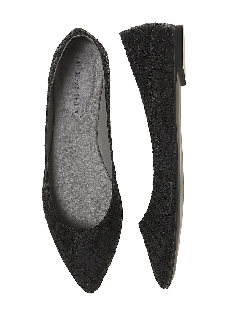 Front View - Black Lace Bridal Ballet Wedding Flats