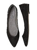 Front View Thumbnail - Black Lace Bridal Ballet Wedding Flats