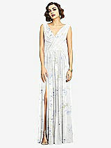 Alt View 3 Thumbnail - Bleu Garden Sleeveless Draped Chiffon Maxi Dress with Front Slit