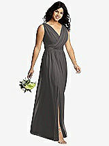 Alt View 4 Thumbnail - Caviar Gray Sleeveless Draped Chiffon Maxi Dress with Front Slit