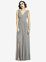 Alt View 3 Thumbnail - Chelsea Gray Sleeveless Draped Chiffon Maxi Dress with Front Slit