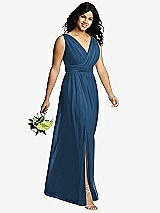 Alt View 4 Thumbnail - Dusk Blue Sleeveless Draped Chiffon Maxi Dress with Front Slit