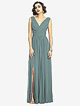 Alt View 3 Thumbnail - Icelandic Sleeveless Draped Chiffon Maxi Dress with Front Slit