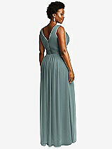 Rear View Thumbnail - Icelandic Sleeveless Draped Chiffon Maxi Dress with Front Slit