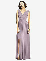 Alt View 3 Thumbnail - Lilac Dusk Sleeveless Draped Chiffon Maxi Dress with Front Slit