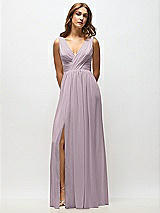 Alt View 6 Thumbnail - Lilac Dusk Sleeveless Draped Chiffon Maxi Dress with Front Slit