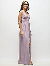 Alt View 7 Thumbnail - Lilac Dusk Sleeveless Draped Chiffon Maxi Dress with Front Slit