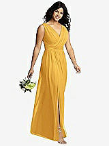 Alt View 4 Thumbnail - NYC Yellow Sleeveless Draped Chiffon Maxi Dress with Front Slit