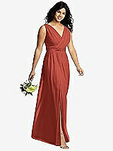 Alt View 4 Thumbnail - Amber Sunset Sleeveless Draped Chiffon Maxi Dress with Front Slit