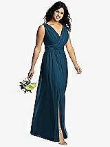 Alt View 4 Thumbnail - Atlantic Blue Sleeveless Draped Chiffon Maxi Dress with Front Slit