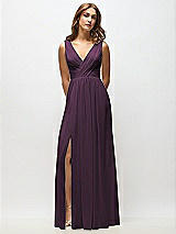 Alt View 6 Thumbnail - Aubergine Sleeveless Draped Chiffon Maxi Dress with Front Slit