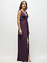 Alt View 7 Thumbnail - Aubergine Sleeveless Draped Chiffon Maxi Dress with Front Slit