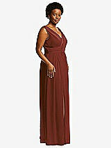 Alt View 1 Thumbnail - Auburn Moon Sleeveless Draped Chiffon Maxi Dress with Front Slit