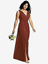 Alt View 4 Thumbnail - Auburn Moon Sleeveless Draped Chiffon Maxi Dress with Front Slit