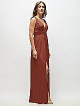 Alt View 7 Thumbnail - Auburn Moon Sleeveless Draped Chiffon Maxi Dress with Front Slit