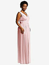 Alt View 1 Thumbnail - Ballet Pink Sleeveless Draped Chiffon Maxi Dress with Front Slit